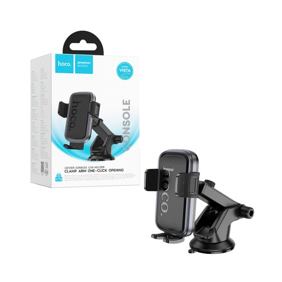 Soporte de Teléfono para Coche Consola Central Hoco H79 Vista Push-Type para Salpicadero Gris Metalizado Negro